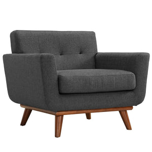 Modway Furniture Engage Armchair and Sofa Set of 2 - Stylish Comfort with Tufted Accents and Durable Design for Living Spaces Gray EEI-1344-DOR