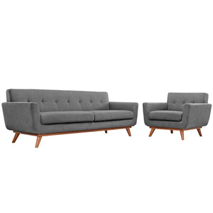Modway Furniture Engage Armchair and Sofa Set of 2 - Stylish Comfort with Tufted Accents and Durable Design for Living Spaces Expectation Gray EEI-1344-GRY