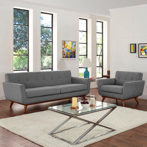 Modway Furniture Engage Armchair and Sofa Set of 2 - Stylish Comfort with Tufted Accents and Durable Design for Living Spaces Expectation Gray EEI-1344-GRY