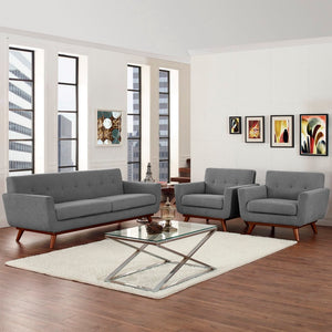 Modway Furniture Engage Armchairs and Sofa Set of 3 - Modern Curved Comfort with Plush Cushions for Stylish Living Expectation Gray EEI-1345-GRY