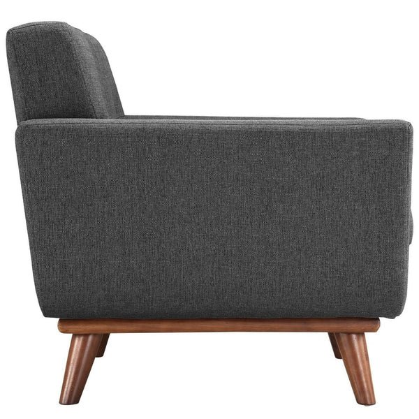 Modway Furniture Engage Armchair and Loveseat Set - Modern Comfort with Tufted Detailing and Cherry Wood Legs Gray EEI-1346-DOR