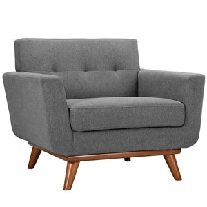Modway Furniture Engage Armchair and Loveseat Set - Modern Comfort with Tufted Detailing and Cherry Wood Legs Expectation Gray EEI-1346-GRY