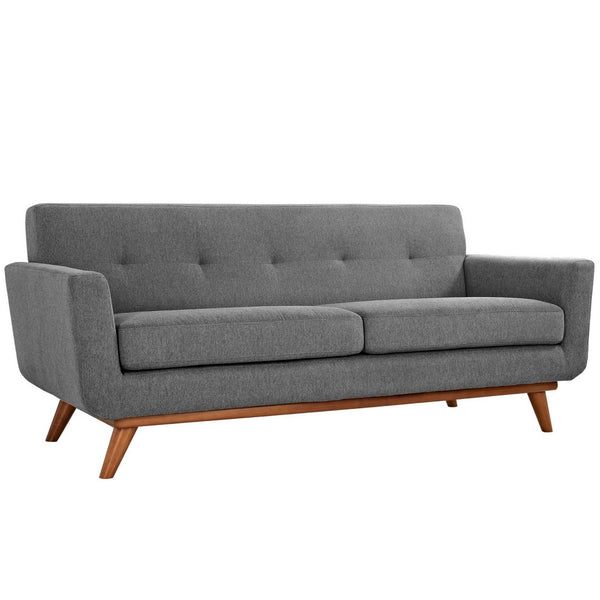 Modway Furniture Engage Armchair and Loveseat Set - Modern Comfort with Tufted Detailing and Cherry Wood Legs Expectation Gray EEI-1346-GRY