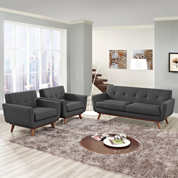 Modway Furniture Engage Seating Set of 3 - Stylish Armchairs and Loveseat for Modern Comfort and Everyday Living Gray EEI-1347-DOR
