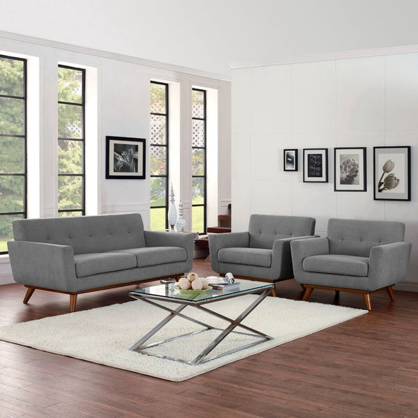 Modway Furniture Engage Seating Set of 3 - Stylish Armchairs and Loveseat for Modern Comfort and Everyday Living Expectation Gray EEI-1347-GRY