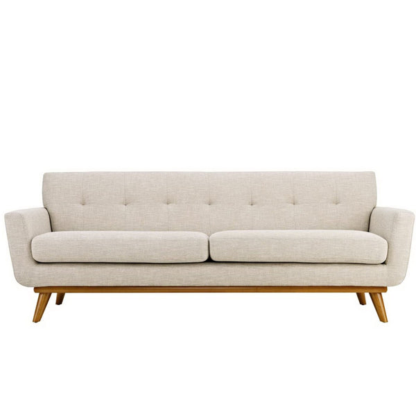 Modway Furniture Engage Loveseat and Sofa Set of 2 - Timeless Mid-Century Design with Plush Comfort & Style Beige EEI-1348-BEI