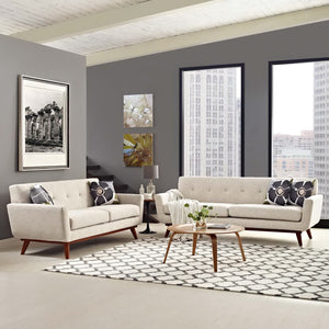 Modway Furniture Engage Loveseat and Sofa Set of 2 - Timeless Mid-Century Design with Plush Comfort & Style Beige EEI-1348-BEI