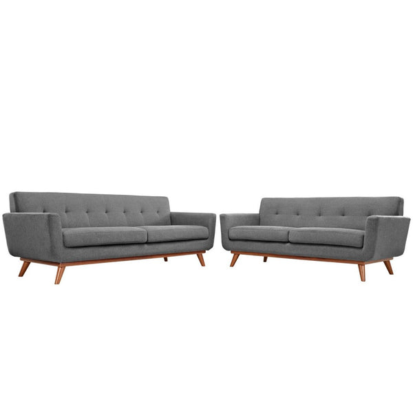 Modway Furniture Engage Loveseat and Sofa Set of 2 - Timeless Mid-Century Design with Plush Comfort & Style Expectation Gray EEI-1348-GRY