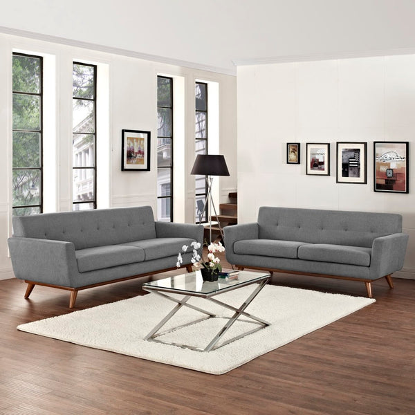 Modway Furniture Engage Loveseat and Sofa Set of 2 - Timeless Mid-Century Design with Plush Comfort & Style Expectation Gray EEI-1348-GRY