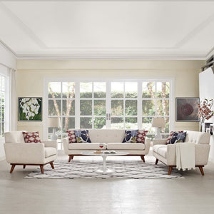 Modway Furniture Engage Sofa Loveseat Armchair Set - Modern Upholstered 3-Piece Living Room Furniture for Comfort Beige EEI-1349-BEI
