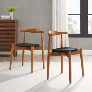 Modway Furniture Stalwart Dining Side Chairs - Timeless Solid Beech Wood Design with Comfort Foam Cushion for Home Dark Walnut Black EEI-1377-DWL-BLK