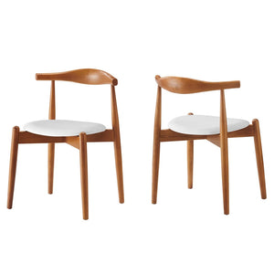 Modway Furniture Stalwart Dining Side Chairs - Timeless Solid Beech Wood Design with Comfort Foam Cushion for Home Dark Walnut White EEI-1377-DWL-WHI