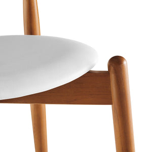 Modway Furniture Stalwart Dining Side Chairs - Timeless Solid Beech Wood Design with Comfort Foam Cushion for Home Dark Walnut White EEI-1377-DWL-WHI