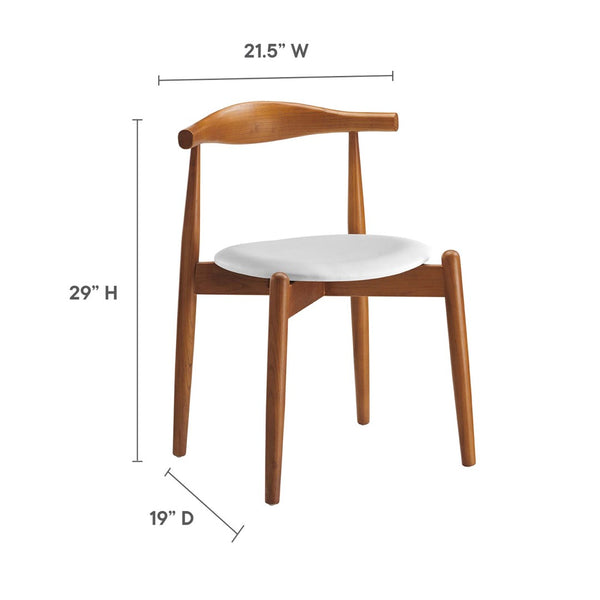 Modway Furniture Stalwart Dining Side Chairs - Timeless Solid Beech Wood Design with Comfort Foam Cushion for Home Dark Walnut White EEI-1377-DWL-WHI