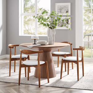 Modway Furniture Stalwart Dining Side Chairs Set of 4 - Elegant Solid Beech Wood with Cushioned Comfort & Style Dark Walnut White EEI-1378-DWL-WHI