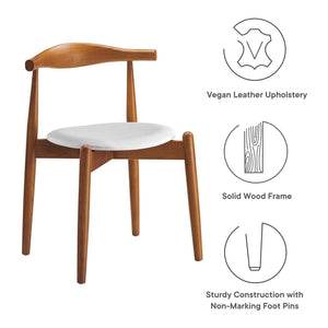 Modway Furniture Stalwart Dining Side Chairs Set of 4 - Elegant Solid Beech Wood with Cushioned Comfort & Style Dark Walnut White EEI-1378-DWL-WHI