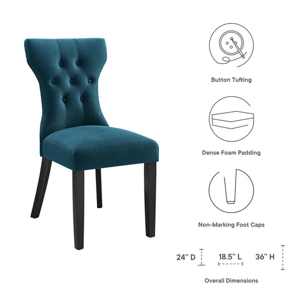 Modway Furniture Silhouette Dining Side Chair by Modway - Elegant Hourglass Design with Plush Cushion for Comfort Azure EEI-1380-AZU