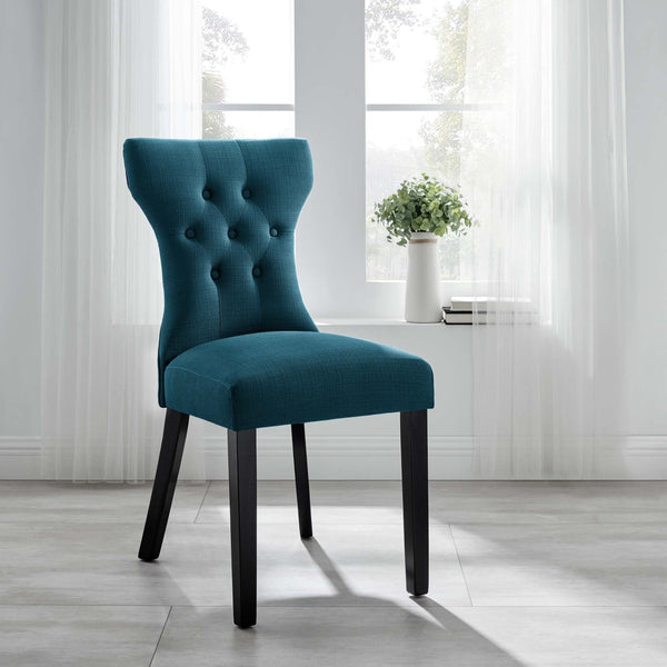 Modway Furniture Silhouette Dining Side Chair by Modway - Elegant Hourglass Design with Plush Cushion for Comfort Azure EEI-1380-AZU