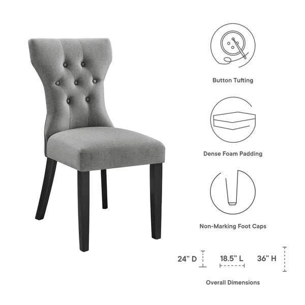 Modway Furniture Silhouette Dining Side Chair by Modway - Elegant Hourglass Design with Plush Cushion for Comfort Light Gray EEI-1380-LGR