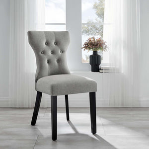 Modway Furniture Silhouette Dining Side Chair by Modway - Elegant Hourglass Design with Plush Cushion for Comfort Light Gray EEI-1380-LGR