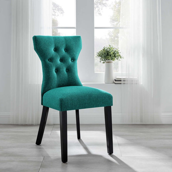 Modway Furniture Silhouette Dining Side Chair by Modway - Elegant Hourglass Design with Plush Cushion for Comfort Teal EEI-1380-TEA