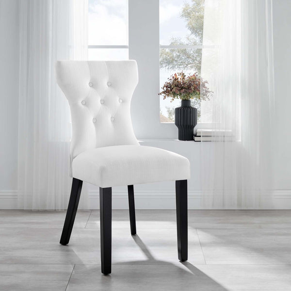 Modway Furniture Silhouette Dining Side Chair by Modway - Elegant Hourglass Design with Plush Cushion for Comfort White EEI-1380-WHI