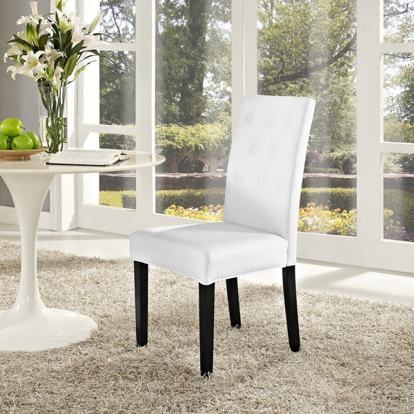 Modway Furniture Confer Dining Side Chair by Modway - Elegant Tufted Faux Leather, Plush Cushioning & Sturdy Legs EEI-1382-WHI