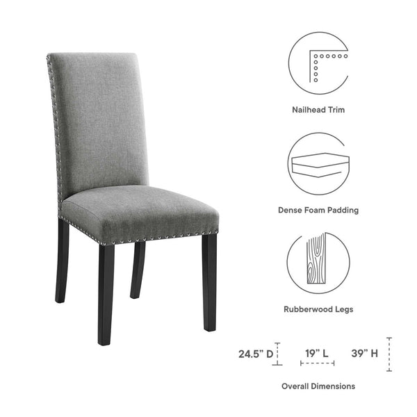 Modway Furniture Parcel Dining Upholstered Fabric Side Chair by Modway - Elegant Comfort for Modern Interiors Light Gray EEI-1384-LGR