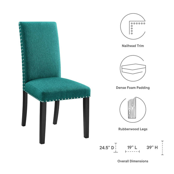 Modway Furniture Parcel Dining Upholstered Fabric Side Chair by Modway - Elegant Comfort for Modern Interiors Teal EEI-1384-TEA
