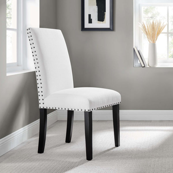 Modway Furniture Parcel Dining Upholstered Fabric Side Chair by Modway - Elegant Comfort for Modern Interiors White EEI-1384-WHI