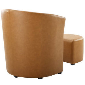 Modway Furniture Divulge Armchair and Ottoman Set - Modern Faux-Leather Seating for Living Room & Office Comfort EEI-1407-TAN