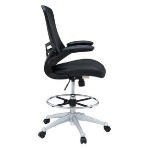 Modway Furniture Attainment Vinyl Drafting Chair - Ergonomic Comfort, Adjustable Height, Perfect for Home & Office Workspaces Black EEI-1422-BLK