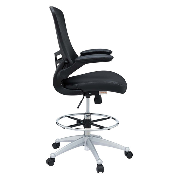 Modway Furniture Attainment Vinyl Drafting Chair - Ergonomic Comfort, Adjustable Height, Perfect for Home & Office Workspaces Black EEI-1422-BLK