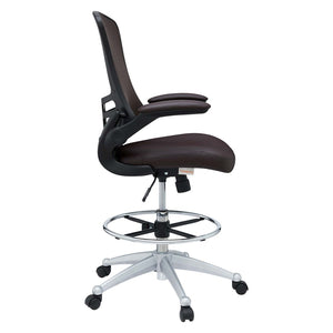 Modway Furniture Attainment Vinyl Drafting Chair - Ergonomic Comfort, Adjustable Height, Perfect for Home & Office Workspaces Brown EEI-1422-BRN