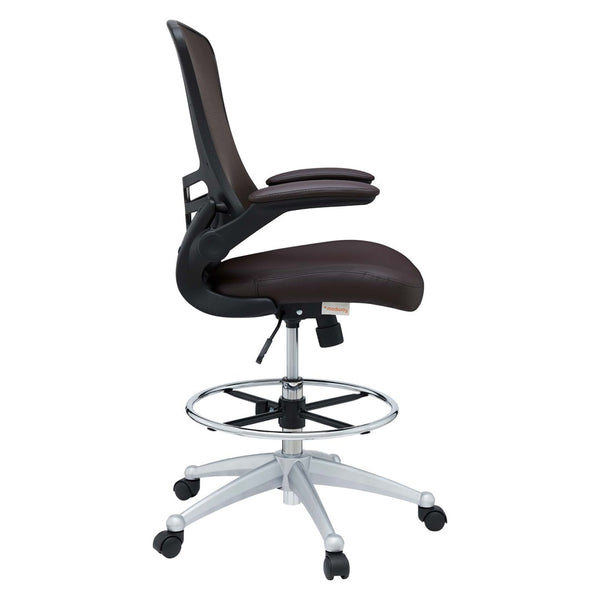 Modway Furniture Attainment Vinyl Drafting Chair - Ergonomic Comfort, Adjustable Height, Perfect for Home & Office Workspaces Brown EEI-1422-BRN