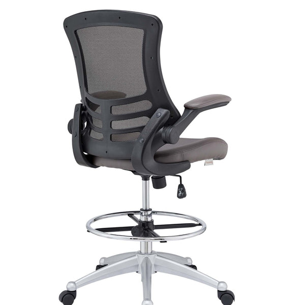 Modway Furniture Attainment Vinyl Drafting Chair - Ergonomic Comfort, Adjustable Height, Perfect for Home & Office Workspaces Brown EEI-1422-BRN