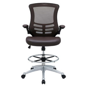 Modway Furniture Attainment Vinyl Drafting Chair - Ergonomic Comfort, Adjustable Height, Perfect for Home & Office Workspaces Brown EEI-1422-BRN