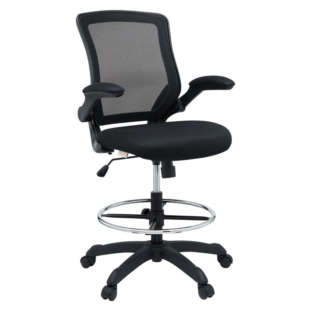 Modway Furniture Veer Drafting Chair – Ergonomic, Height-Adjustable Stool for Comfort in Offices and Creative Spaces Black EEI-1423-BLK