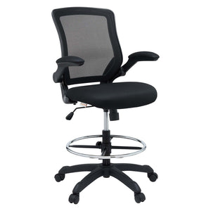 Modway Furniture Veer Drafting Chair – Ergonomic, Height-Adjustable Stool for Comfort in Offices and Creative Spaces Black EEI-1423-BLK
