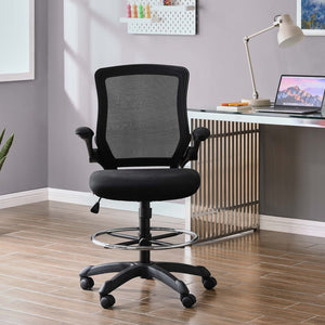 Modway Furniture Veer Drafting Chair – Ergonomic, Height-Adjustable Stool for Comfort in Offices and Creative Spaces Black EEI-1423-BLK