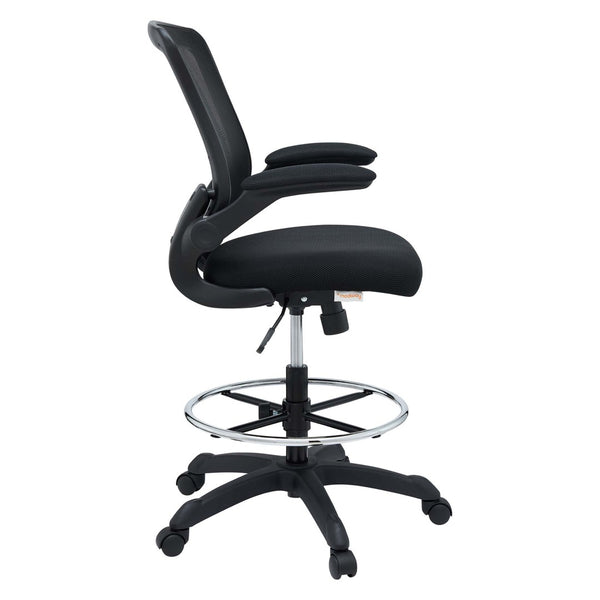 Modway Furniture Veer Drafting Chair – Ergonomic, Height-Adjustable Stool for Comfort in Offices and Creative Spaces Black EEI-1423-BLK