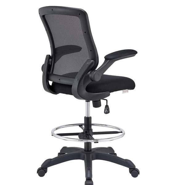 Modway Furniture Veer Drafting Chair – Ergonomic, Height-Adjustable Stool for Comfort in Offices and Creative Spaces Black EEI-1423-BLK