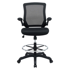 Modway Furniture Veer Drafting Chair – Ergonomic, Height-Adjustable Stool for Comfort in Offices and Creative Spaces Black EEI-1423-BLK