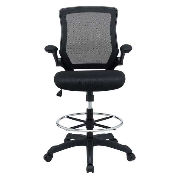 Modway Furniture Veer Drafting Chair – Ergonomic, Height-Adjustable Stool for Comfort in Offices and Creative Spaces Black EEI-1423-BLK