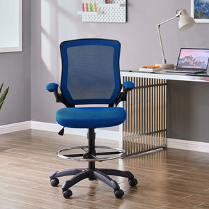 Modway Furniture Veer Drafting Chair – Ergonomic, Height-Adjustable Stool for Comfort in Offices and Creative Spaces Blue EEI-1423-BLU