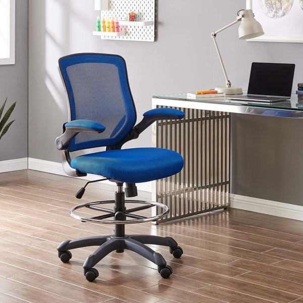 Modway Furniture Veer Drafting Chair – Ergonomic, Height-Adjustable Stool for Comfort in Offices and Creative Spaces Blue EEI-1423-BLU