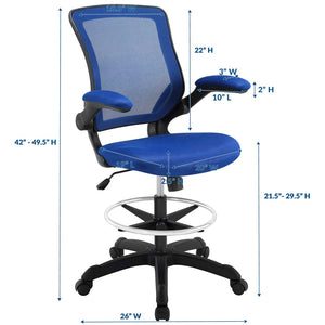 Modway Furniture Veer Drafting Chair – Ergonomic, Height-Adjustable Stool for Comfort in Offices and Creative Spaces Blue EEI-1423-BLU