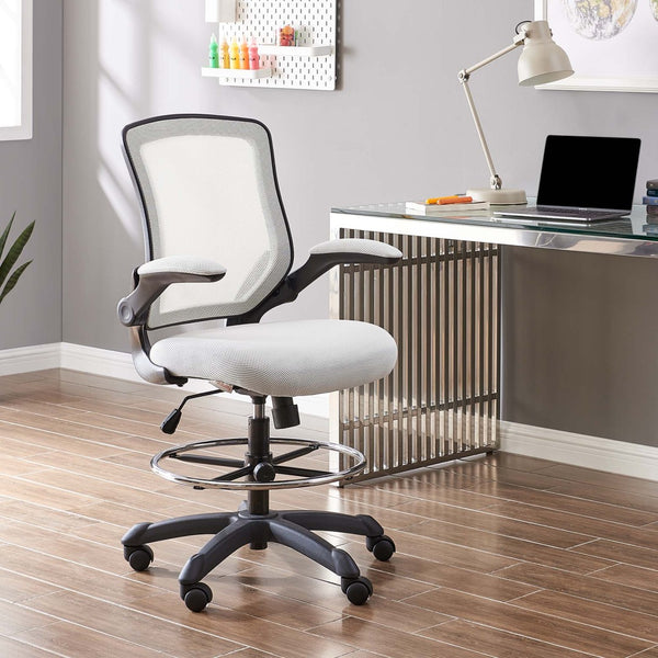 Modway Furniture Veer Drafting Chair – Ergonomic, Height-Adjustable Stool for Comfort in Offices and Creative Spaces Gray EEI-1423-GRY