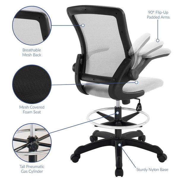 Modway Furniture Veer Drafting Chair – Ergonomic, Height-Adjustable Stool for Comfort in Offices and Creative Spaces Gray EEI-1423-GRY