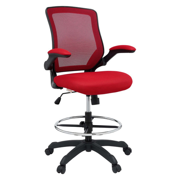 Modway Furniture Veer Drafting Chair – Ergonomic, Height-Adjustable Stool for Comfort in Offices and Creative Spaces Red EEI-1423-RED